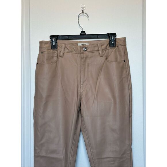 Kenzie Faux Leather Tan Pants Size 6 - Picture 2 of 6